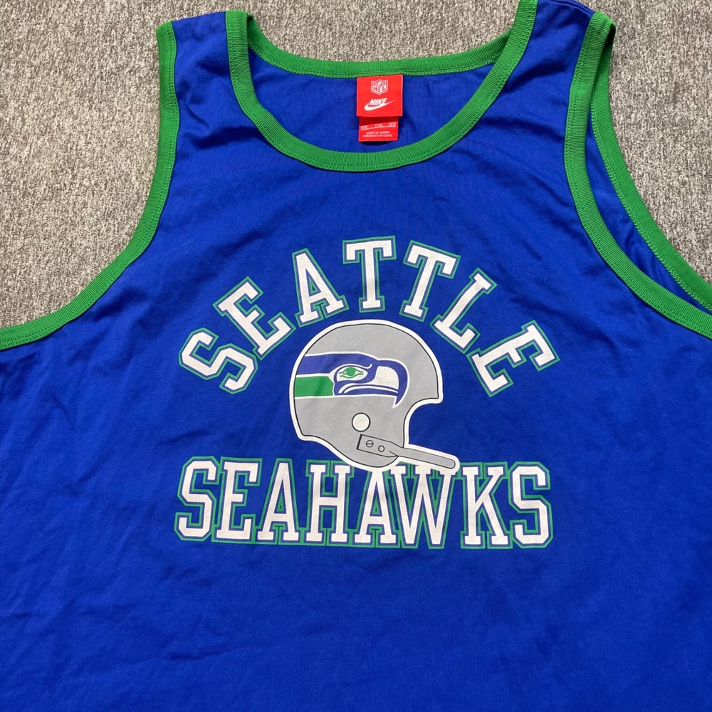 Seattle Seahawks Nike Tank Top Mens 2XL Blue Green NFL Helmet 639250-417